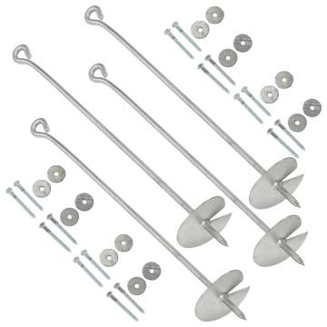 Galvanised Metal Earth Anchors 10x60 cm - 4 pcs