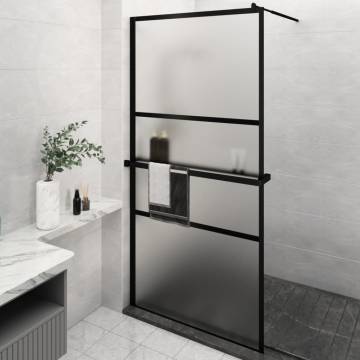 Walk-in Shower Wall with Shelf Black 115x195 cm | Hipomarket