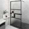 Walk-in Shower Wall with Shelf Black 115x195 cm ESG Glass&Aluminium Colour black Size 115 x 195 cm Model frosted 