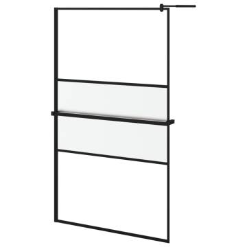 Walk-in Shower Wall with Shelf Black 115x195 cm | Hipomarket