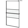 Walk-in Shower Wall with Shelf Black 115x195 cm | Hipomarket