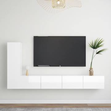 3 Piece High Gloss White TV Cabinet Set | HipoMarket