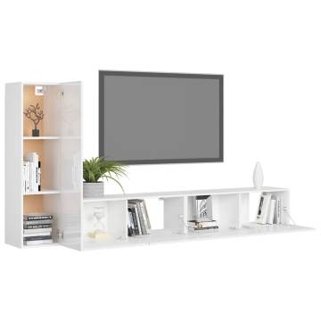 3 Piece High Gloss White TV Cabinet Set | HipoMarket