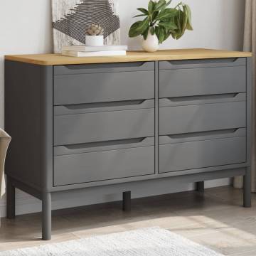 Chest of Drawers FLORO Grey Solid Wood Pine - Timeless Storage