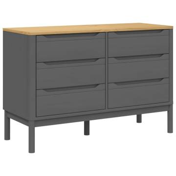 Chest of Drawers FLORO Grey Solid Wood Pine - Timeless Storage