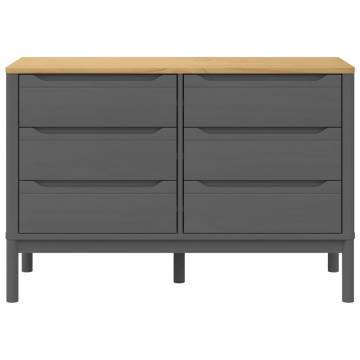 Chest of Drawers FLORO Grey Solid Wood Pine - Timeless Storage