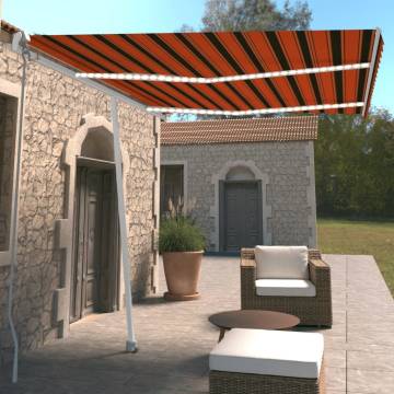 Manual Retractable Awning with LED - 350x250 cm Orange & Brown