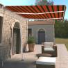 Manual Retractable Awning with LED 350x250 cm Orange and Brown Colour multicolour Size 350 x 250 cm Quantity in Package 1 