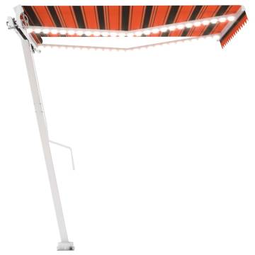 Manual Retractable Awning with LED - 350x250 cm Orange & Brown