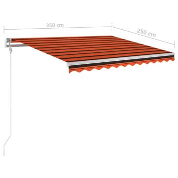 Manual Retractable Awning with LED 3.5x2.5m - Orange & Brown