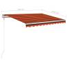 Manual Retractable Awning with LED 3.5x2.5m - Orange & Brown