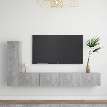 3 Piece TV Cabinet Set - Concrete Grey Engineered Wood