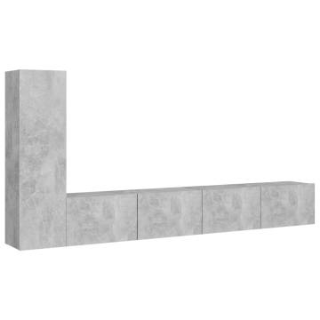 3 Piece TV Cabinet Set - Concrete Grey Engineered Wood