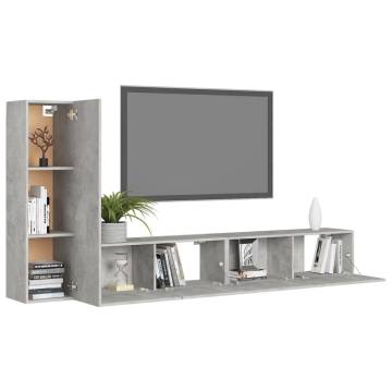 3 Piece TV Cabinet Set - Concrete Grey Engineered Wood