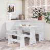 Corner Bench 151 cm Solid Wood Pine White Colour white 