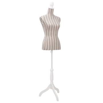 Ladies Bust Display Mannequin - Adjustable Linen with Stripes