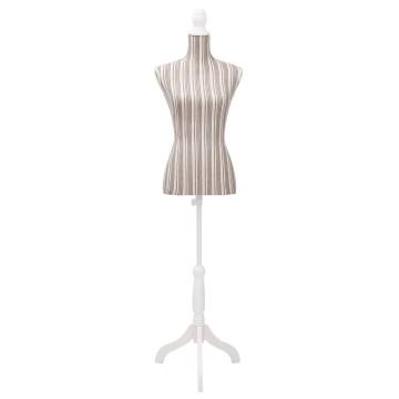 Ladies Bust Display Mannequin - Adjustable Linen with Stripes