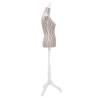 Ladies Bust Display Mannequin - Adjustable Linen with Stripes