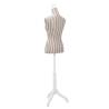 Ladies Bust Display Mannequin - Adjustable Linen with Stripes