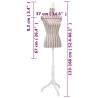 Ladies Bust Display Mannequin - Adjustable Linen with Stripes