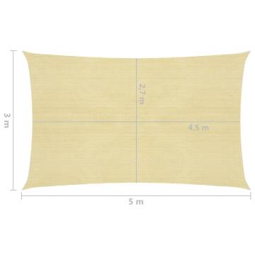 Beige HDPE Sunshade Sail 3x5m | UV & Mold Resistant