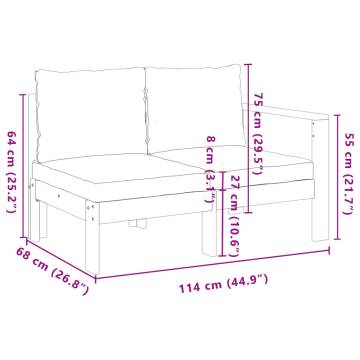 Stylish Garden Sofa 2-Seater with Armrest | Solid Acacia Wood