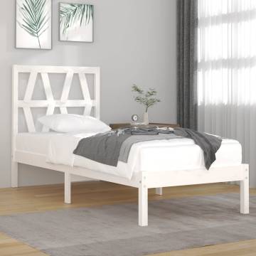 White Solid Wood Pine Bed Frame 90x190 cm - Single