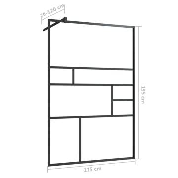 Walk-in Shower Wall 115x195 cm Black ESG Glass | Hipomarket