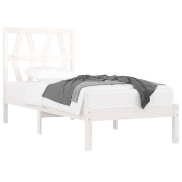 White Solid Wood Pine Bed Frame 90x190 cm - Single