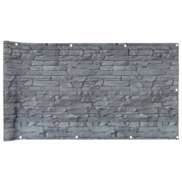 Garden Privacy Screen Ledge Stone Look - Grey 100x120 cm PVC