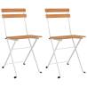 Folding Bistro Chairs 2 pcs - Solid Acacia & Steel