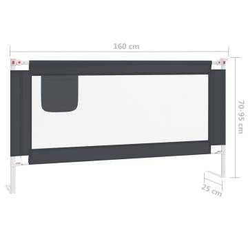 Toddler Safety Bed Rail Dark Grey 160x25 cm - Hipomarket