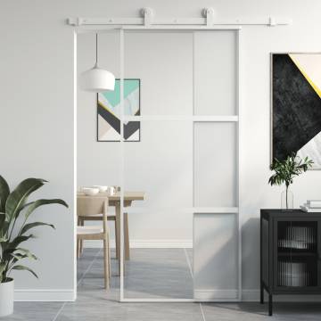 Sliding Door White 90x205 cm - Tempered Glass & Aluminium