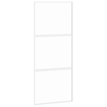 Sliding Door White 90x205 cm - Tempered Glass & Aluminium