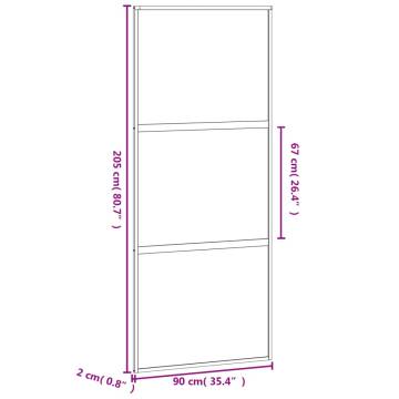 Sliding Door White 90x205 cm - Tempered Glass & Aluminium