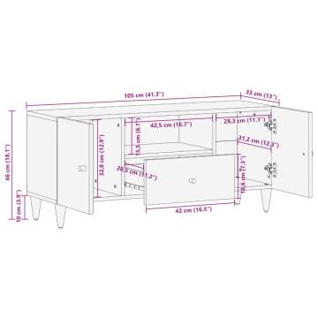 Stylish Solid Wood Mango TV Cabinet - 105x33x46 cm