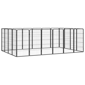 20-Panel Dog Playpen Black 50x100 cm | Durable & Safe