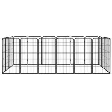 20-Panel Dog Playpen Black 50x100 cm | Durable & Safe