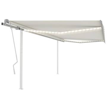 Manual Retractable Awning with LED - Cream 4.5x3.5m