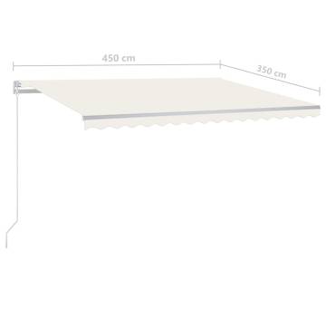 Manual Retractable Awning with LED - Cream 4.5x3.5m