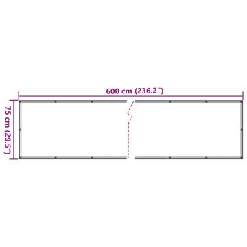 Garden Privacy Screen White 600x75 cm PVC - Hipomarket