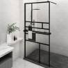 Walk-in Shower Wall with Shelf Black 115x195 cm ESG Glass&Aluminium Colour black Size 115 x 195 cm Model pattern 2 