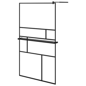 Stylish Walk-in Shower Wall with Shelf - Black 115x195 cm