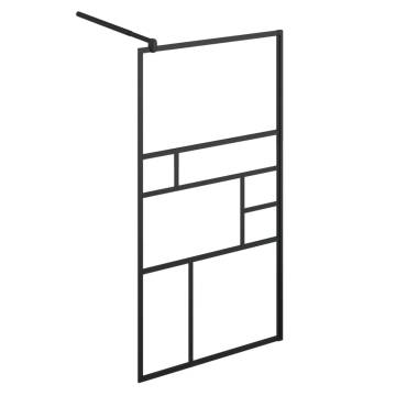 Stylish Walk-in Shower Wall with Shelf - Black 115x195 cm