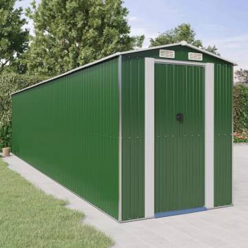 Garden Shed Green 192x855x223 cm | Galvanised Steel Storage