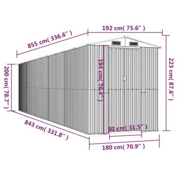 Garden Shed Green 192x855x223 cm | Galvanised Steel Storage