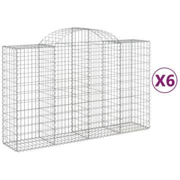 Arched Gabion Baskets - 6 pcs Galvanised Iron 200x50x120/140 cm