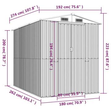 Garden Shed Green 192x274 cm - Durable Galvanised Steel