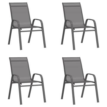 Stackable Garden Chairs - 4 pcs Grey Textilene Fabric