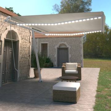 Manual Retractable Awning with LED - Cream 450x350 cm